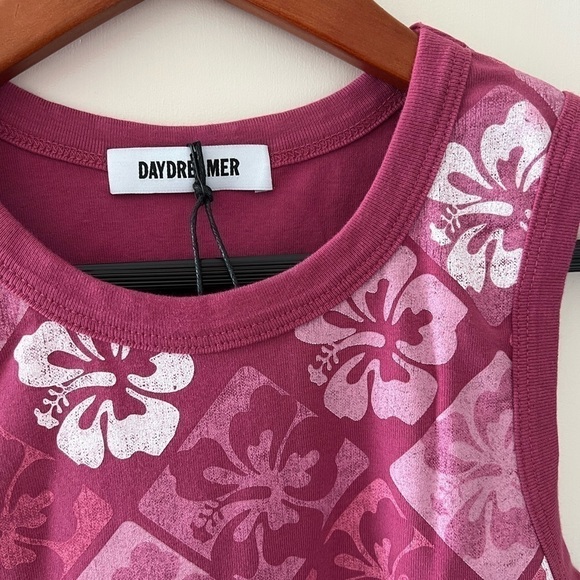 Daydreamer Pink and White Hibiscus Shrunken Tank NWT - Picture 5 of 14